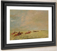 Bogard, Batiste, And I Chasing Buffalo In High Grass On A Missouri Bottom By George Catlin Fine Art Print