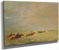 Bogard, Batiste, And I Chasing Buffalo In High Grass On A Missouri Bottom By George Catlin Fine Art Print