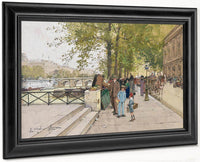 Book Vendors Along The Quais Of The Seine Paris By Eugene Galien Laloue Fine Art Print
