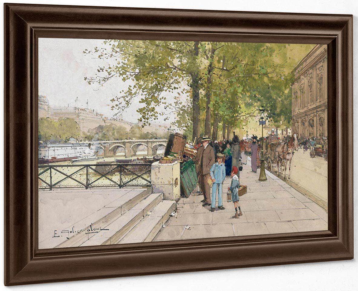 Book Vendors Along The Quais Of The Seine Paris By Eugene Galien Laloue Fine Art Print