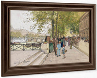 Book Vendors Along The Quais Of The Seine Paris By Eugene Galien Laloue Fine Art Print