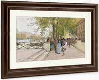 Book Vendors Along The Quais Of The Seine Paris By Eugene Galien Laloue Fine Art Print