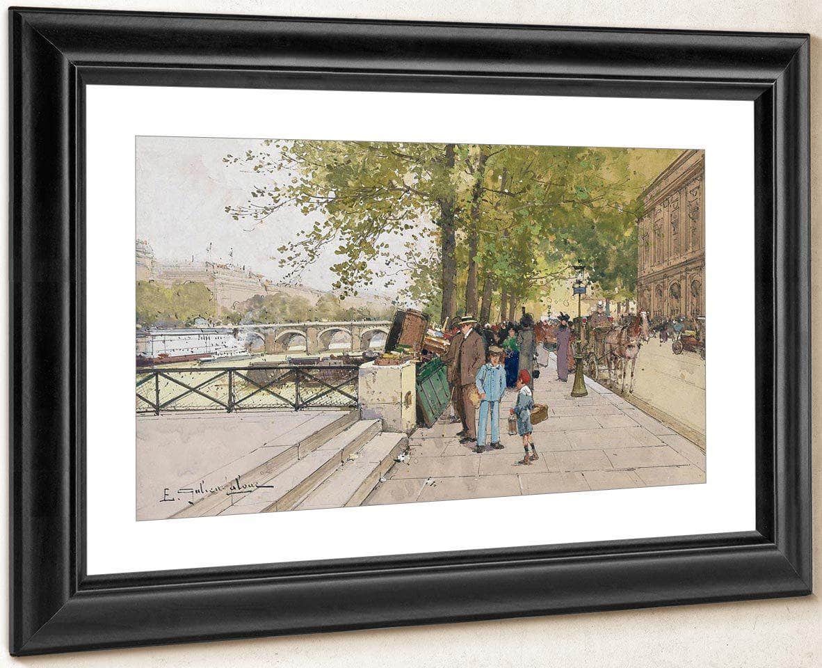 Book Vendors Along The Quais Of The Seine Paris By Eugene Galien Laloue Fine Art Print