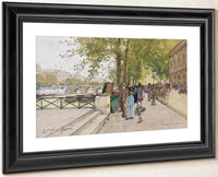 Book Vendors Along The Quais Of The Seine Paris By Eugene Galien Laloue Fine Art Print