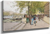 Book Vendors Along The Quais Of The Seine Paris By Eugene Galien Laloue Fine Art Print