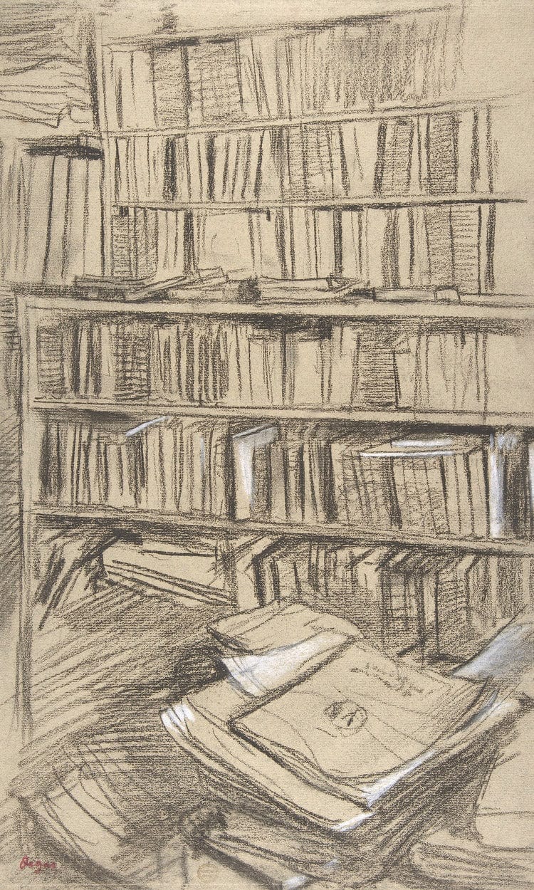 Bookshelves By Edgar Degas Fine Art Print