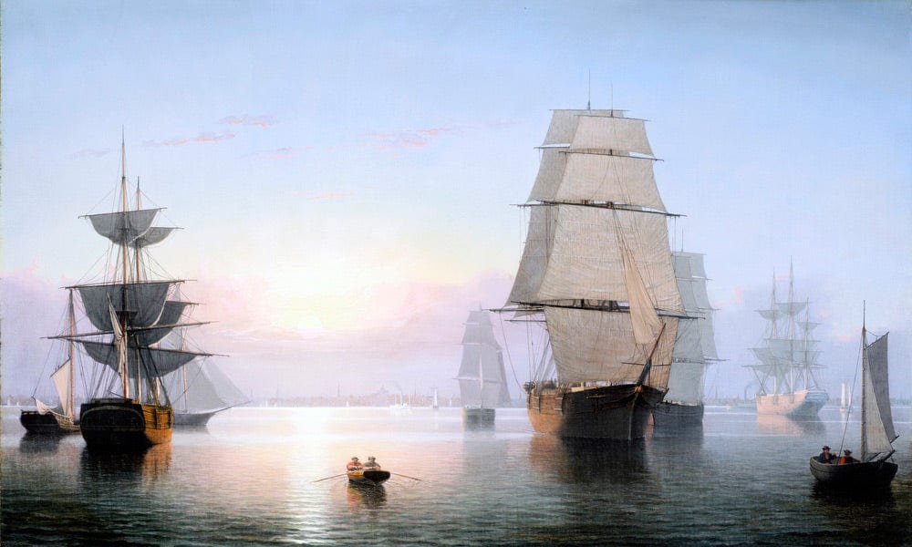 Boston Harbor Sunset By Fitz Henry Lane Fine Art Print