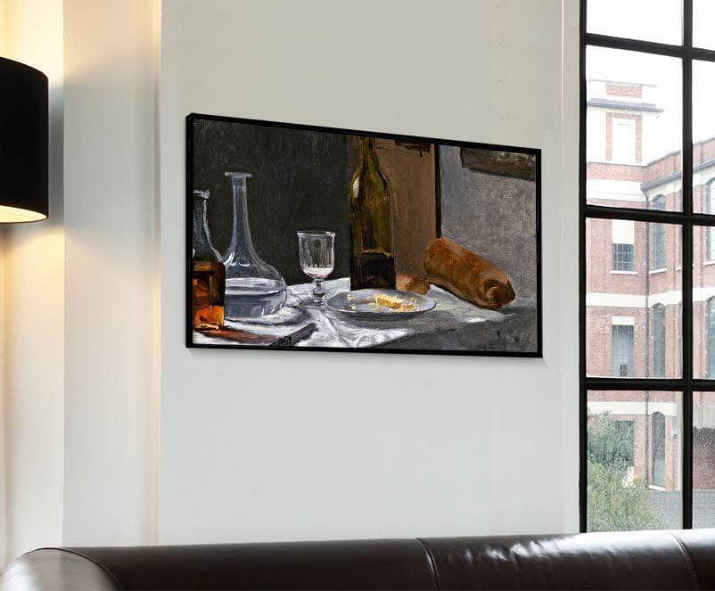 Bottle, Carafe, Bread, And Wine Painting Claude Monet Canvas Art Fine Art Print