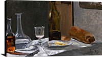 Bottle, Carafe, Bread, And Wine Painting Claude Monet Canvas Art Fine Art Print