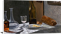 Bottle, Carafe, Bread, And Wine Painting Claude Monet Canvas Art Fine Art Print