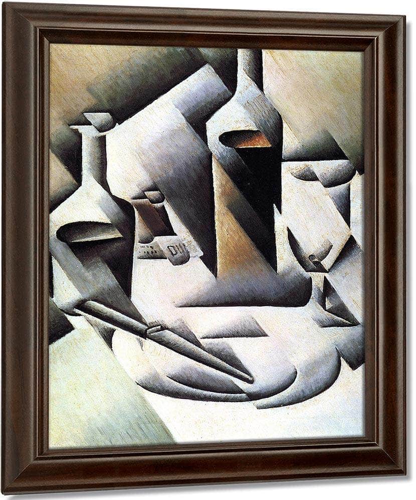Bottles And Knife By Juan Gris Fine Art Print
