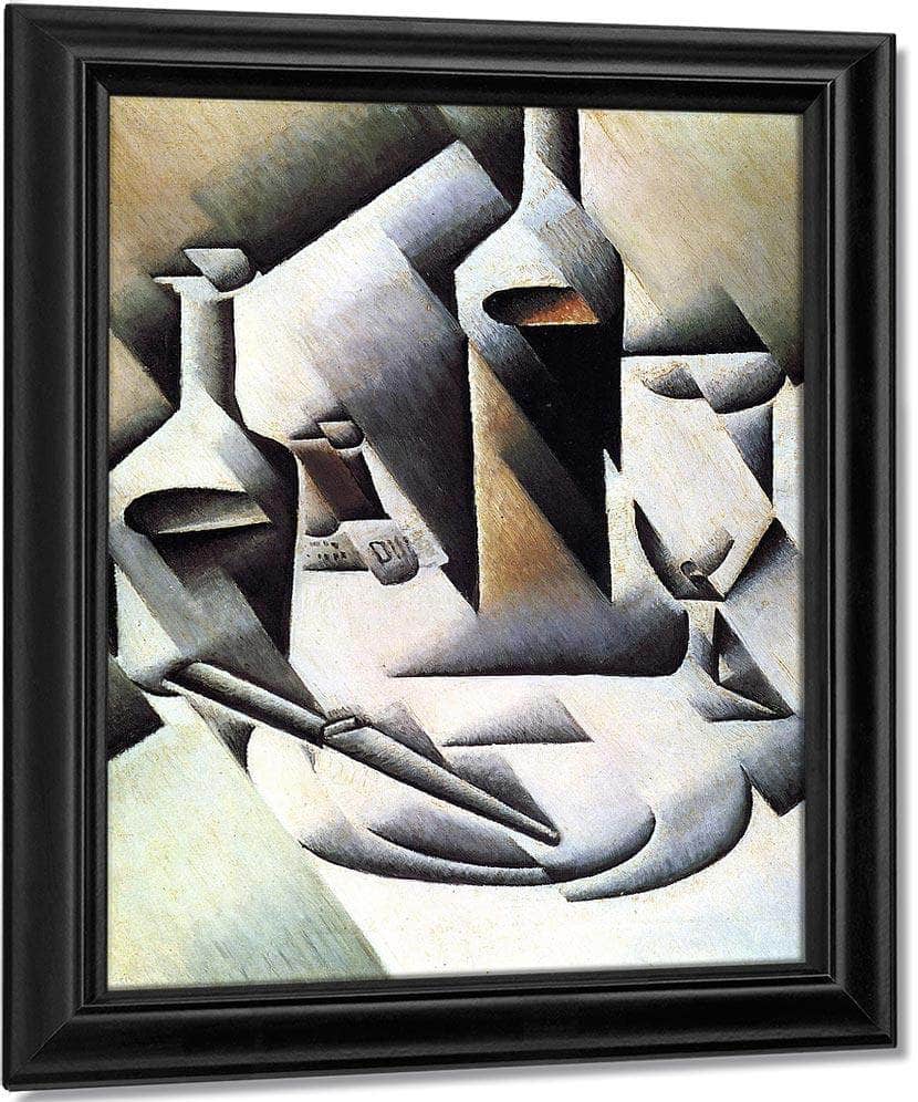Bottles And Knife By Juan Gris Fine Art Print