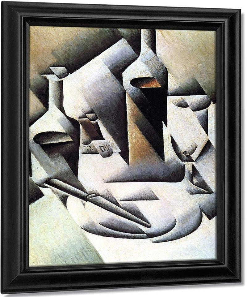 Bottles And Knife By Juan Gris Fine Art Print