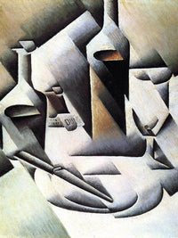 Bottles And Knife By Juan Gris Fine Art Print