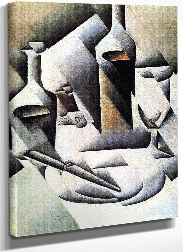 Bottles And Knife By Juan Gris Fine Art Print