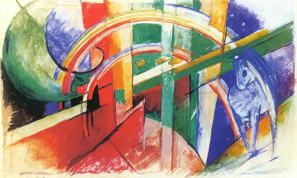 Boue Horse With Rainbow By Franz Marc Fine Art Print