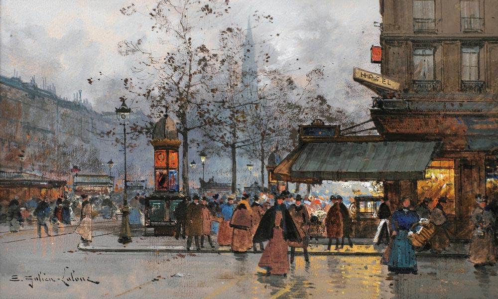 Boulevard Anime À Paris By Eugene Galien Laloue Fine Art Print