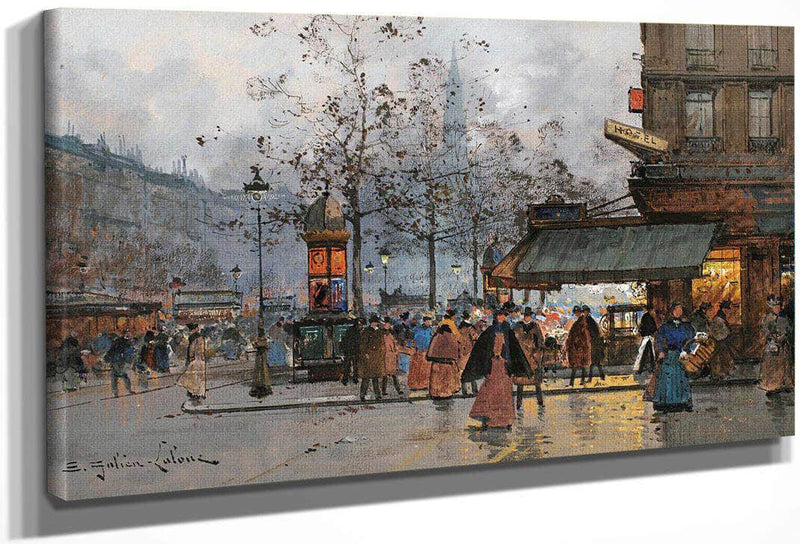 Boulevard Anime À Paris By Eugene Galien Laloue Fine Art Print
