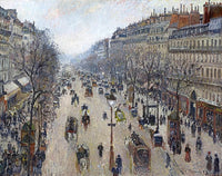 Boulevard Montmartre, Morning, Cloudy Weather Painting Pissarro Canvas Art Fine Art Print