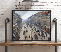 Boulevard Montmartre, Morning, Cloudy Weather Painting Pissarro Canvas Art Fine Art Print