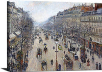 Boulevard Montmartre, Morning, Cloudy Weather Painting Pissarro Canvas Art Fine Art Print