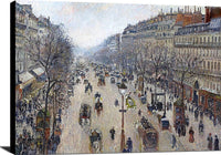 Boulevard Montmartre, Morning, Cloudy Weather Painting Pissarro Canvas Art Fine Art Print
