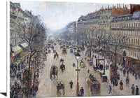 Boulevard Montmartre, Morning, Cloudy Weather Painting Pissarro Canvas Art Fine Art Print