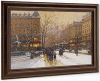 Boulevard Parisien Sous La Neige By Eugene Galien Laloue Fine Art Print