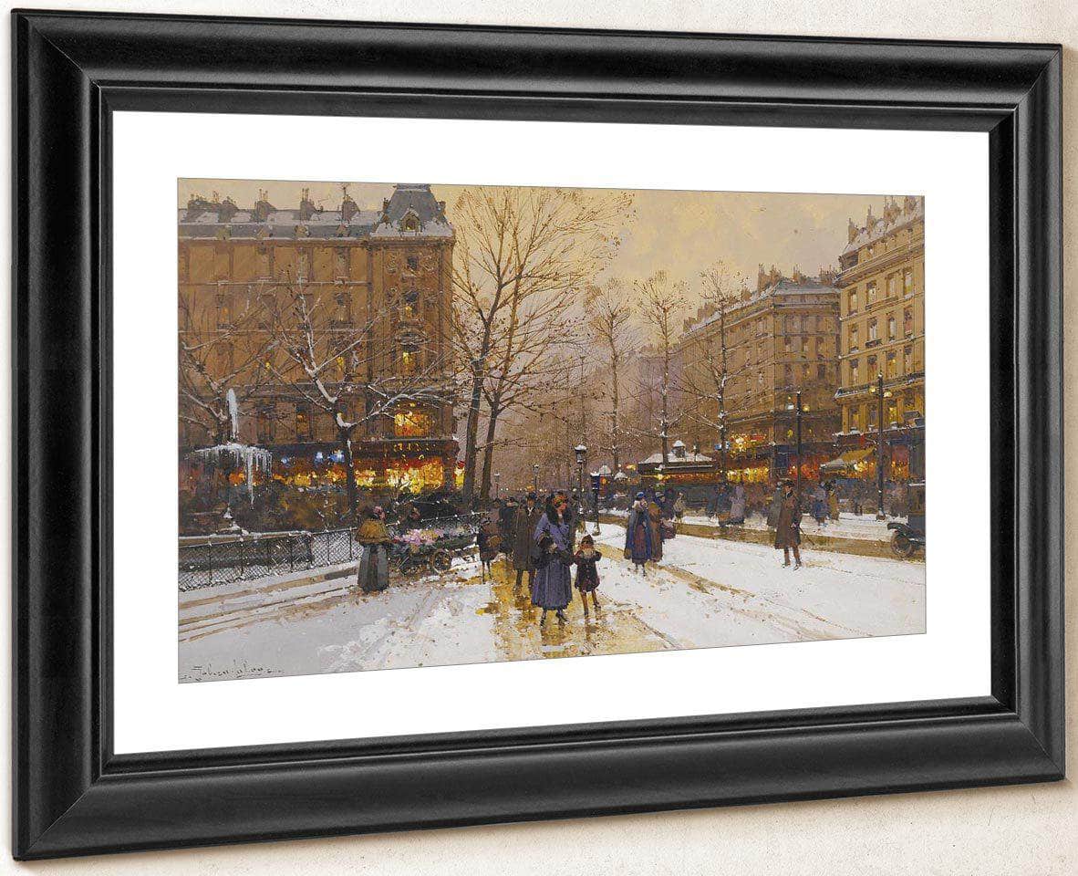 Boulevard Parisien Sous La Neige By Eugene Galien Laloue Fine Art Print