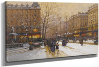 Boulevard Parisien Sous La Neige By Eugene Galien Laloue Fine Art Print