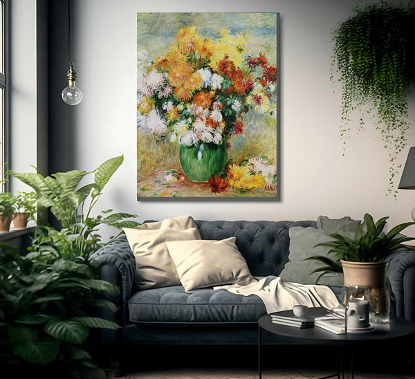 Bouquet Of Chrysanthemums By Pierre Auguste Renoir Fine Art Print