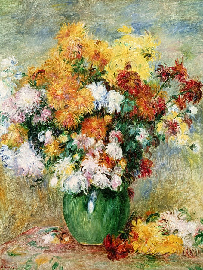 Bouquet Of Chrysanthemums By Pierre Auguste Renoir Fine Art Print