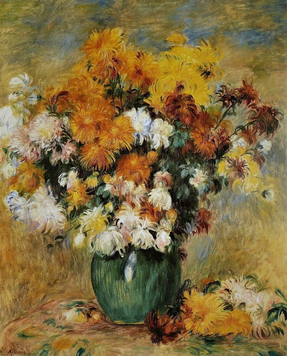 Bouquet Of Chrysanthemums Painting Auguste Renoir Canvas Art Fine Art Print