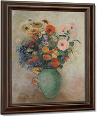 Bouquet Of Flowers In A Green Vase By Odilon Redon Fine Art Print