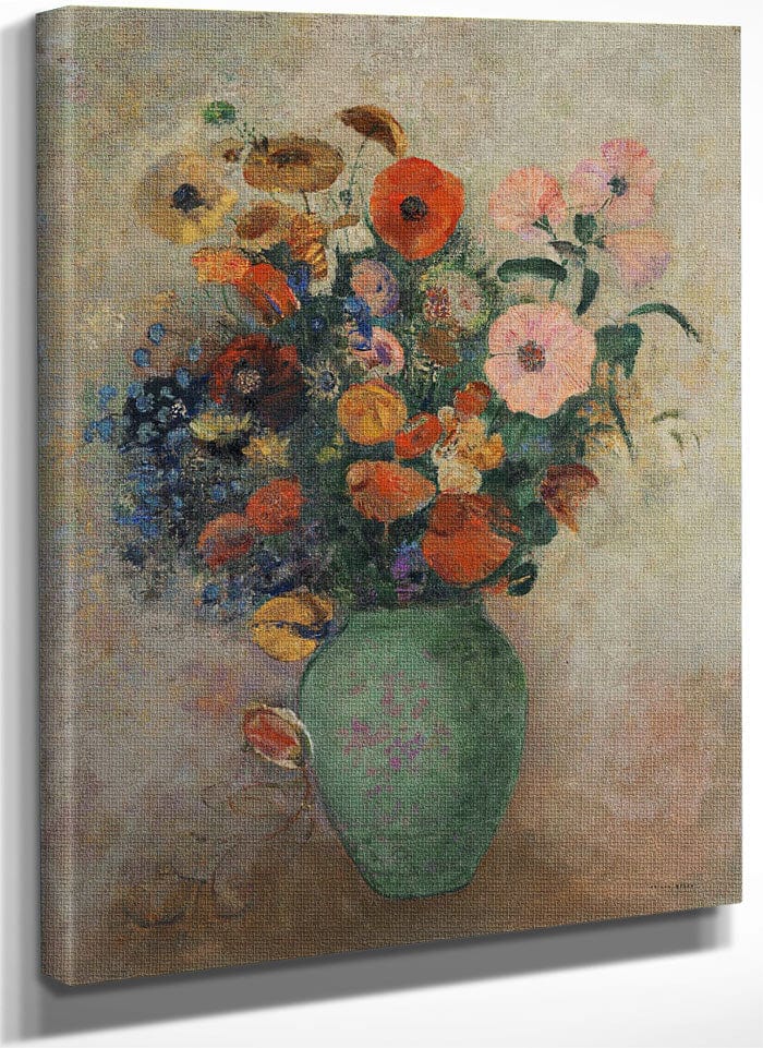 Bouquet Of Flowers In A Green Vase By Odilon Redon Fine Art Print
