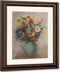 Bouquet Of Flowers In A Green Vase By Odilon Redon Fine Art Print