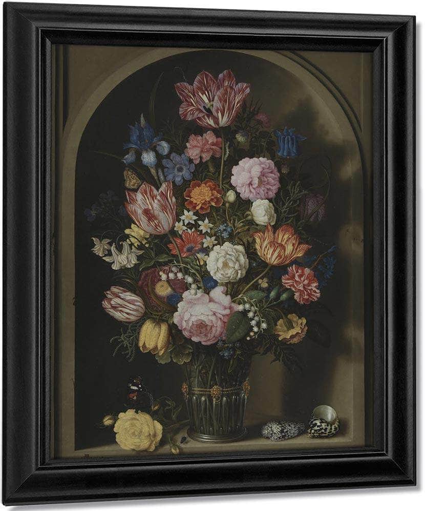 Bouquet Of Flowers In A Stone Niche By Ambrosius Bosschaert The Elder Fine Art Print