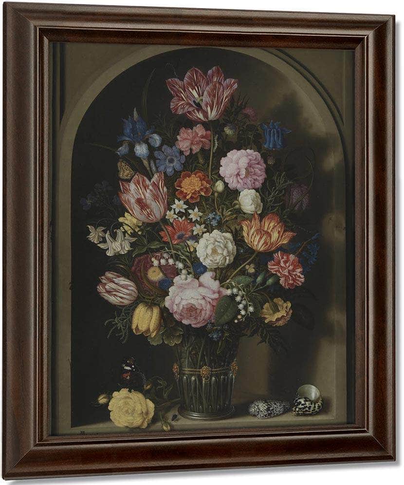 Bouquet Of Flowers In A Stone Niche By Ambrosius Bosschaert The Elder Fine Art Print