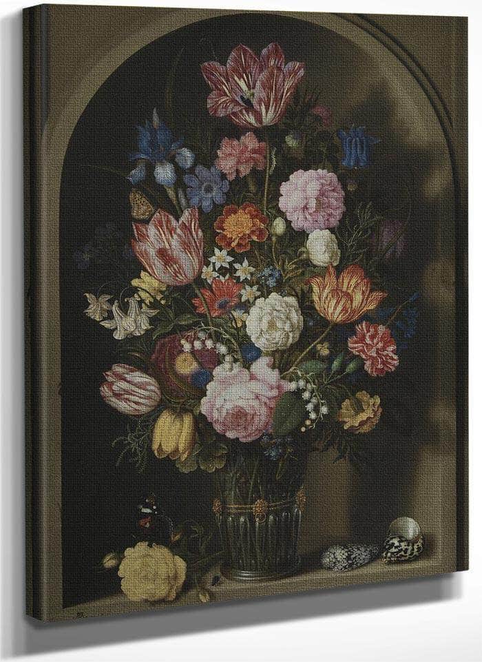 Bouquet Of Flowers In A Stone Niche By Ambrosius Bosschaert The Elder Fine Art Print