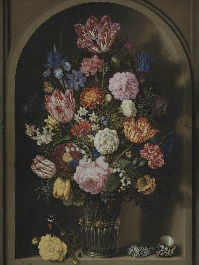 Bouquet Of Flowers In A Stone Niche By Ambrosius Bosschaert The Elder Fine Art Print