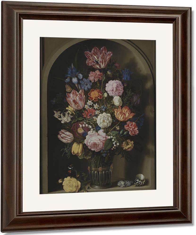 Bouquet Of Flowers In A Stone Niche By Ambrosius Bosschaert The Elder Fine Art Print