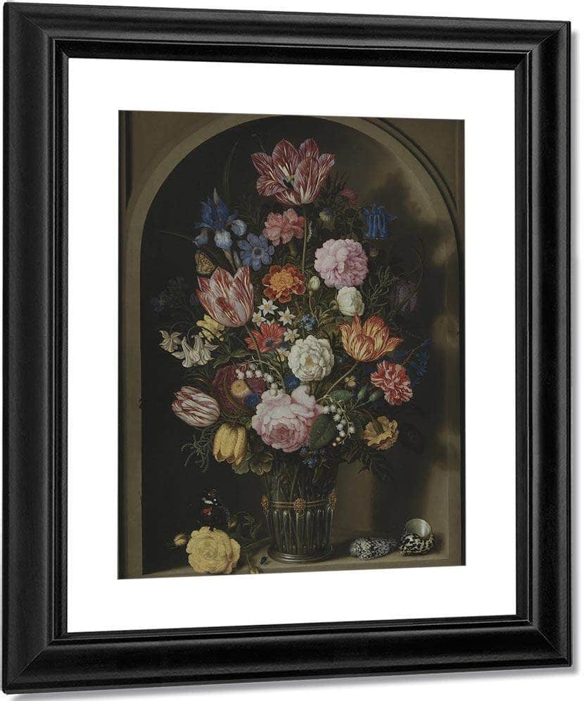 Bouquet Of Flowers In A Stone Niche By Ambrosius Bosschaert The Elder Fine Art Print