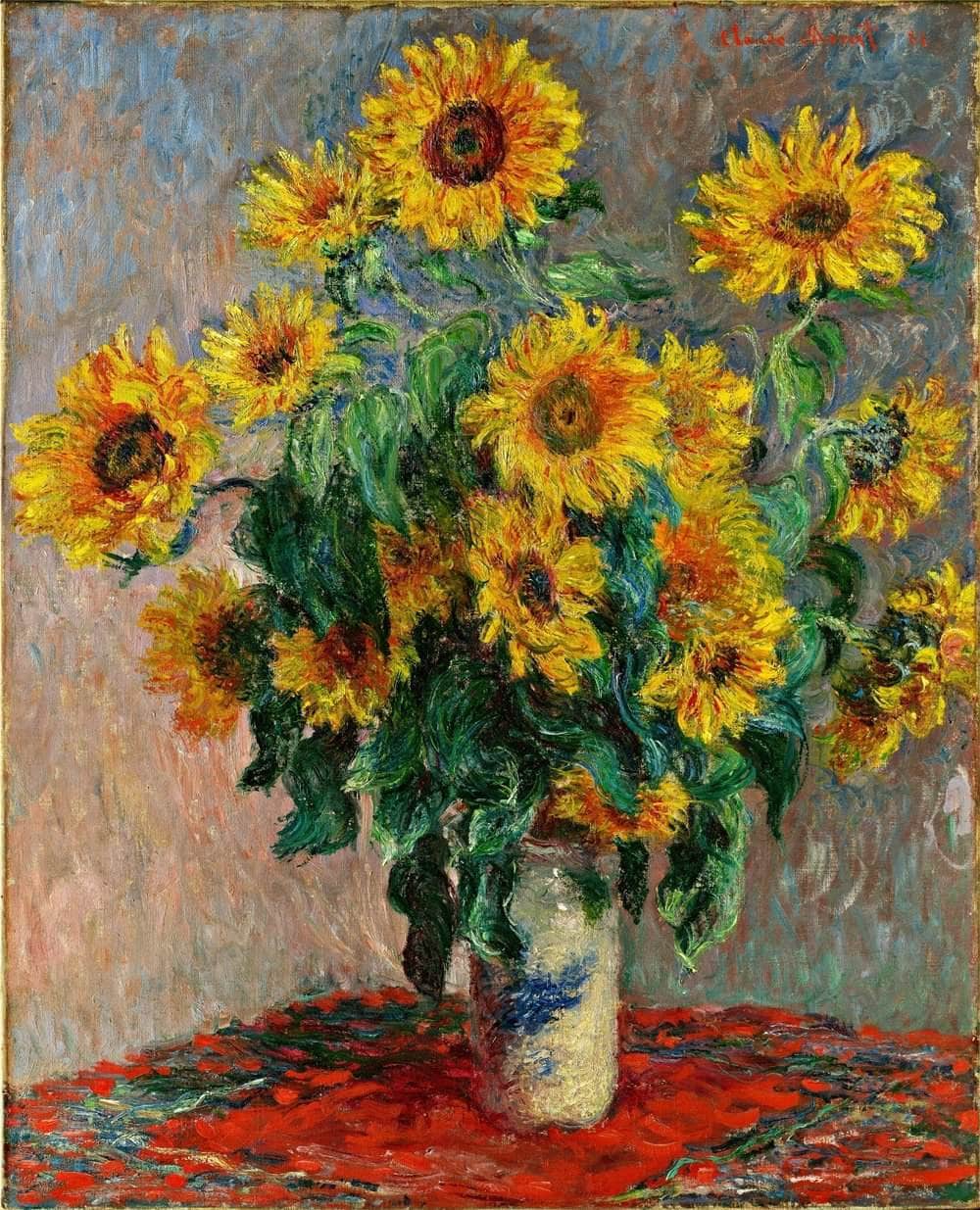 Bouquet Of Sunflowers Painting Claude Monet Canvas Art Fine Art Print