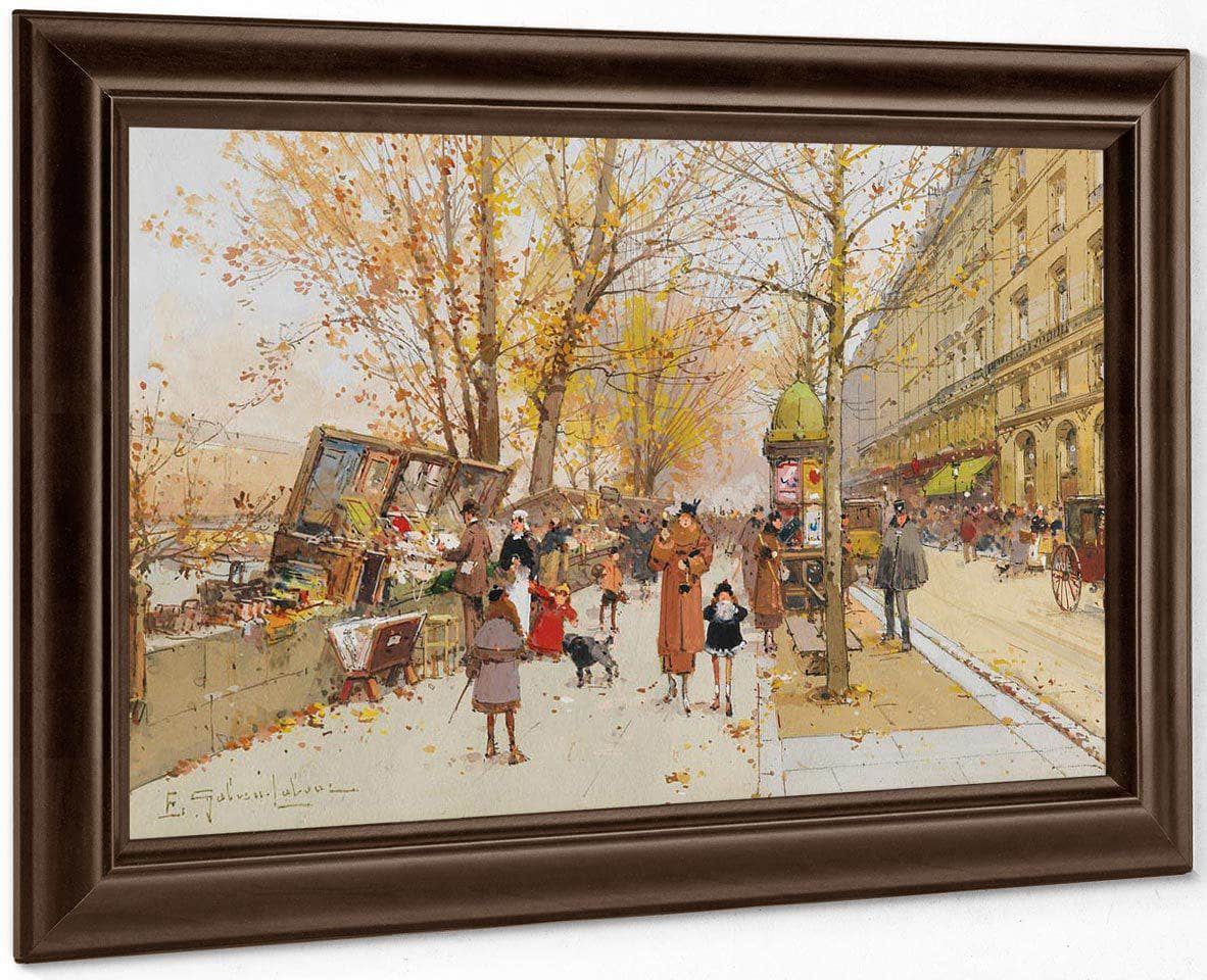 Bouquinistes Quai Du Louvre Paris By Eugene Galien Laloue Fine Art Print