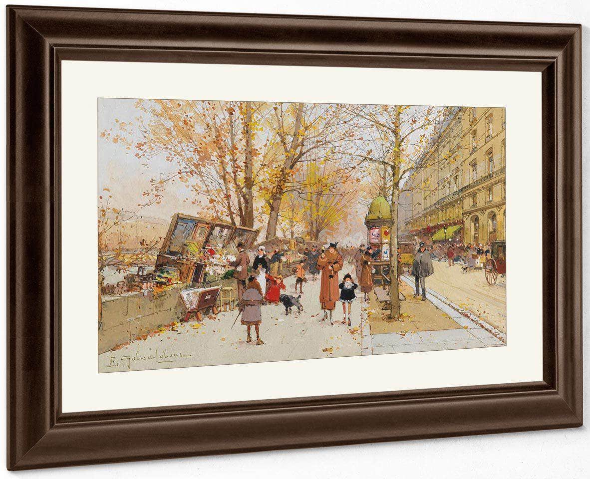 Bouquinistes Quai Du Louvre Paris By Eugene Galien Laloue Fine Art Print