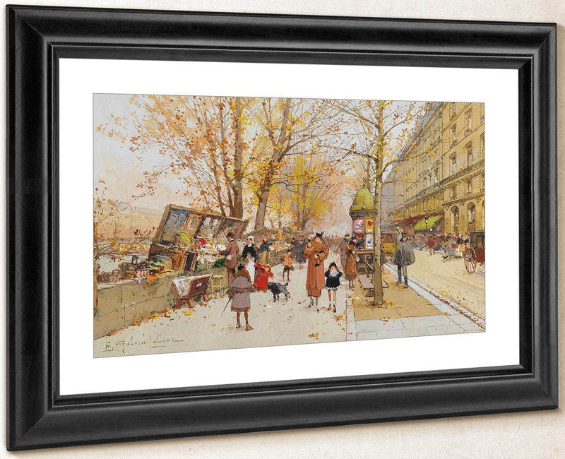 Bouquinistes Quai Du Louvre Paris By Eugene Galien Laloue Fine Art Print