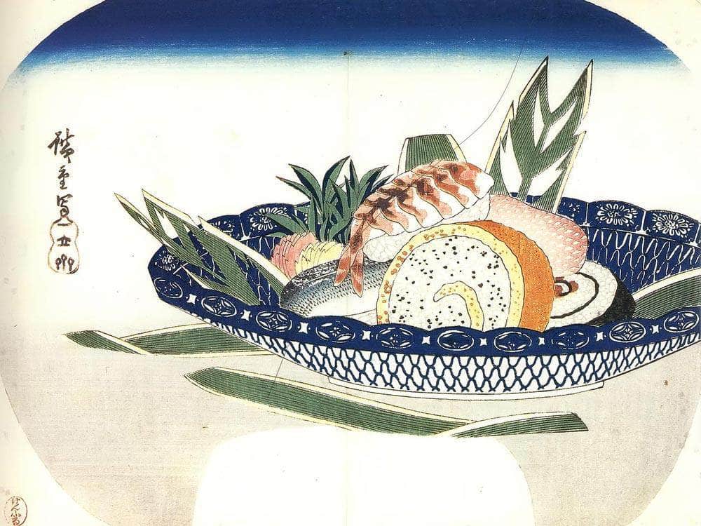 Bowl Of Sushi By Hiroshige Fine Art Print