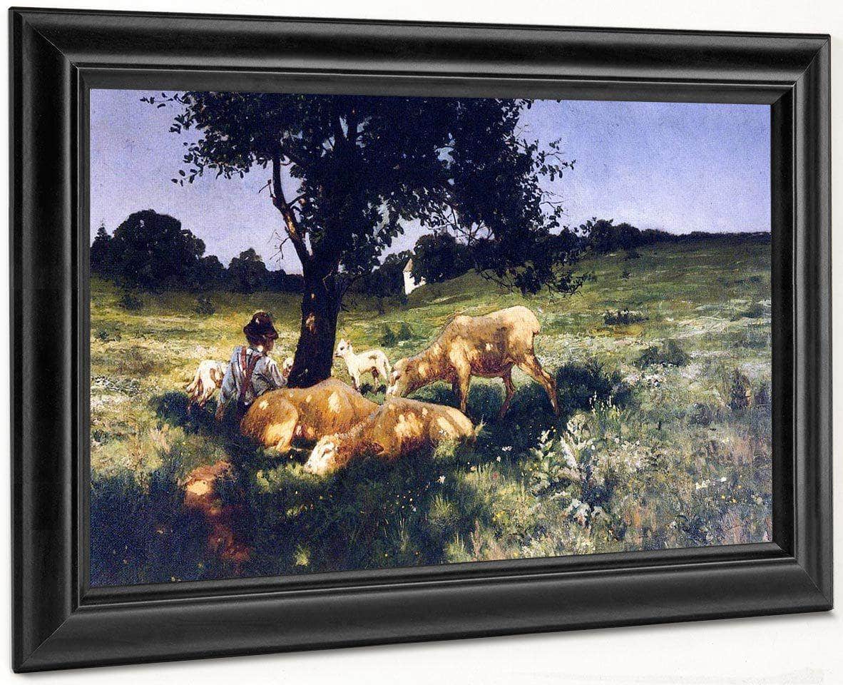 Boy And Sheep Lying Under A Tree By Henry Ossawa Tanner Fine Art Print