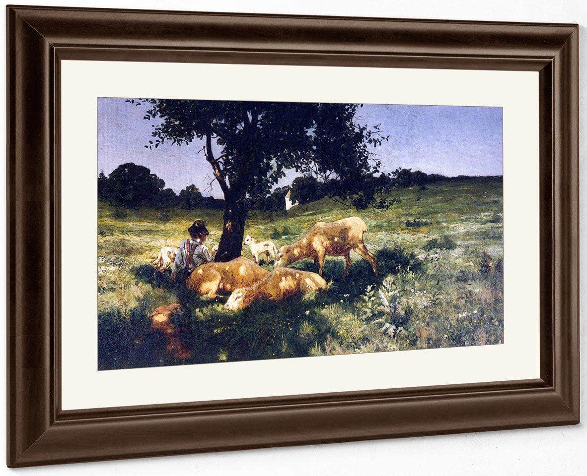 Boy And Sheep Lying Under A Tree By Henry Ossawa Tanner Fine Art Print