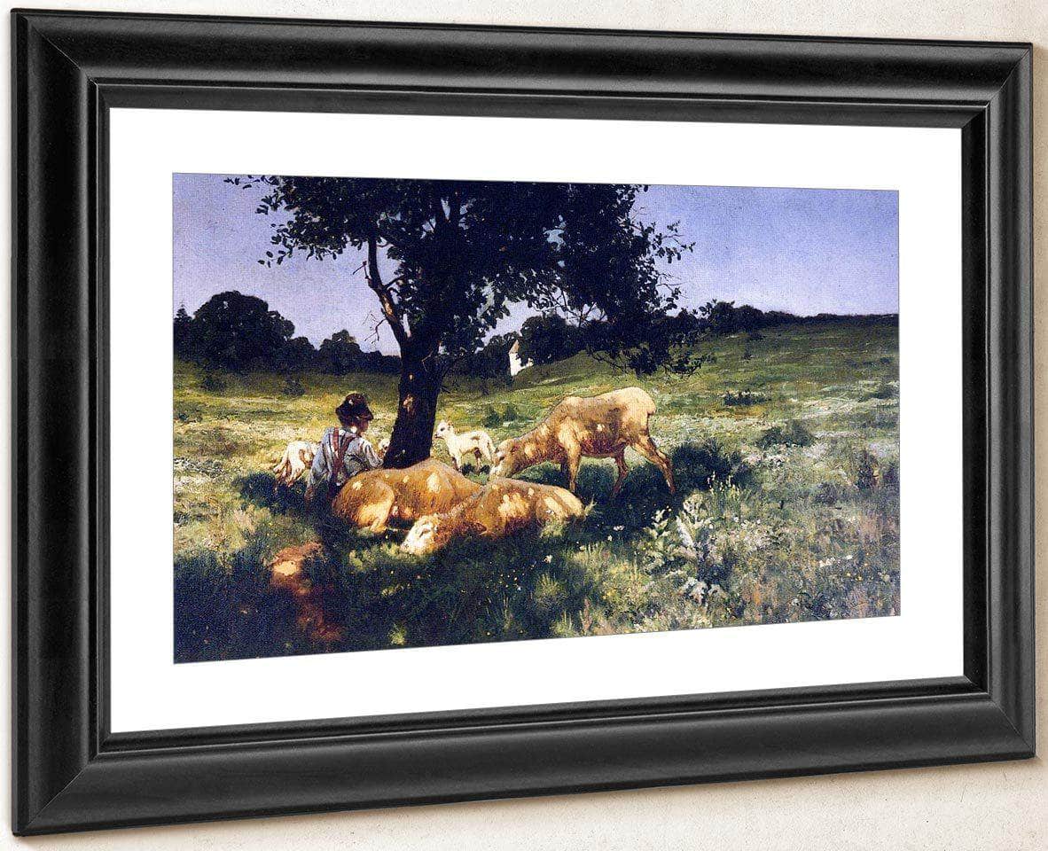 Boy And Sheep Lying Under A Tree By Henry Ossawa Tanner Fine Art Print